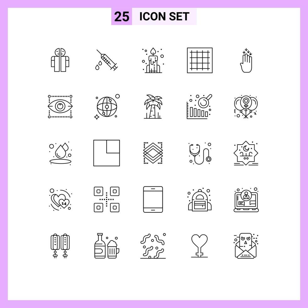 Universal Icon Symbols Group of 25 Modern Lines of four software candle area graph Editable Vector Design Elements
