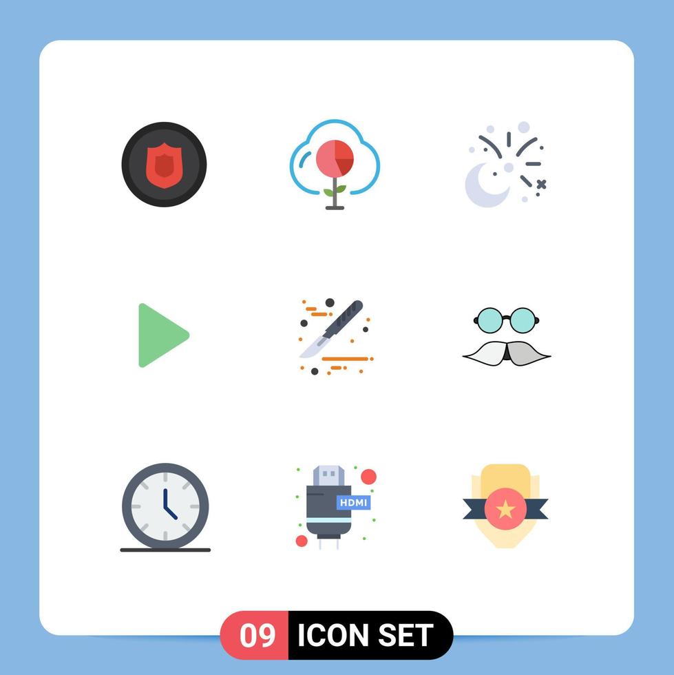grupo universal de símbolos de iconos de 9 colores planos modernos de decoración de control de inversión de medios de video elementos de diseño vectorial editables vector