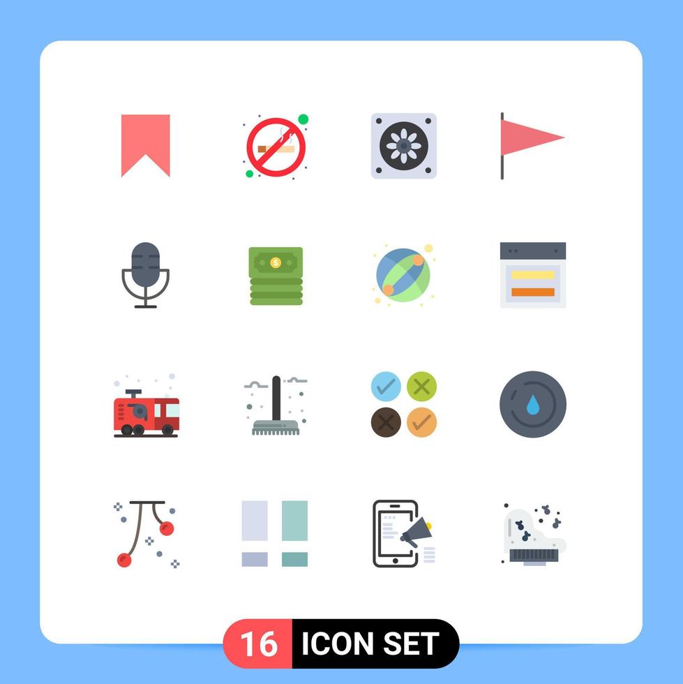 conjunto moderno de 16 colores planos pictograma de productos electrónicos dispositivos para fumar bandera paquete editable de elementos creativos de diseño de vectores