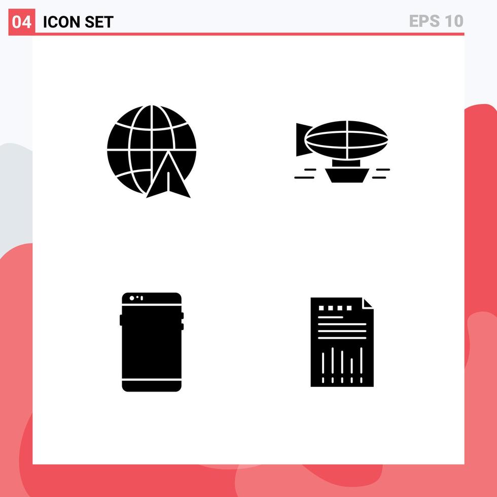 Set of 4 Modern UI Icons Symbols Signs for arrow phone air filled mobile Editable Vector Design Elements