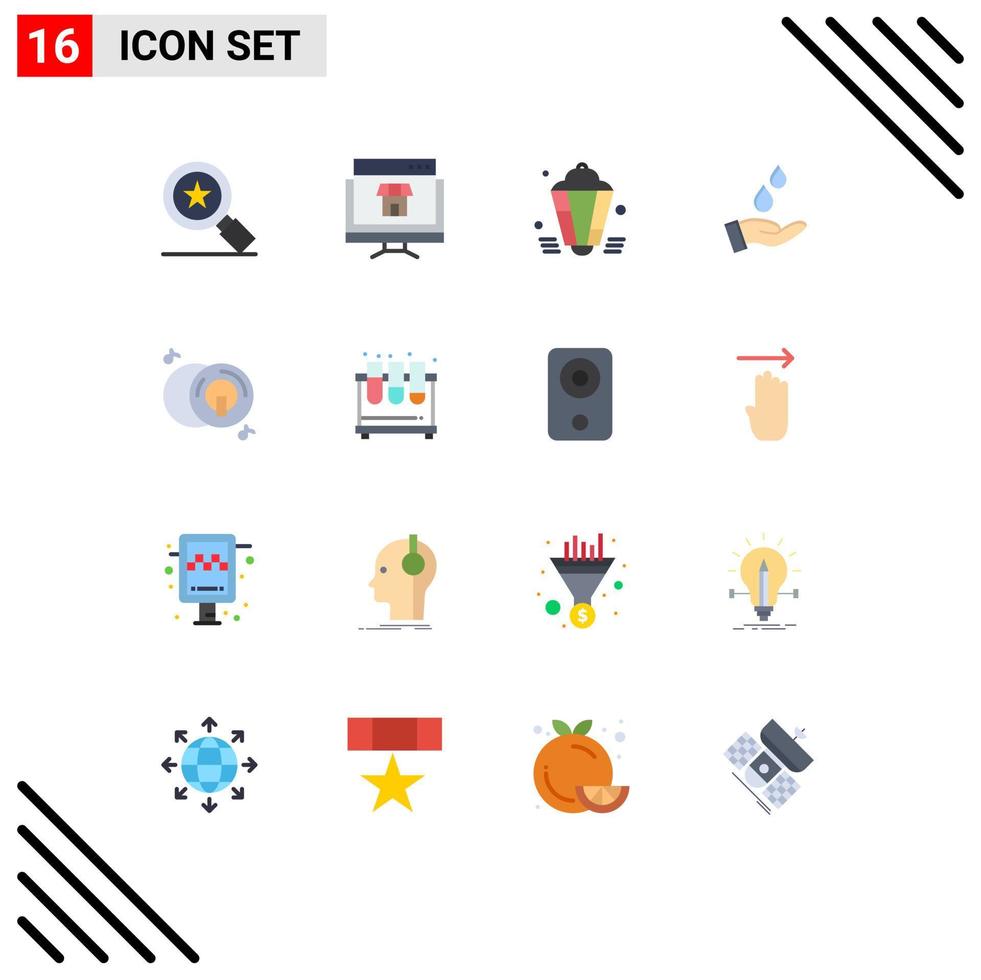 16 User Interface Flat Color Pack of modern Signs and Symbols of cd energy lantern water decoration Editable Pack of Creative Vector Design Elements