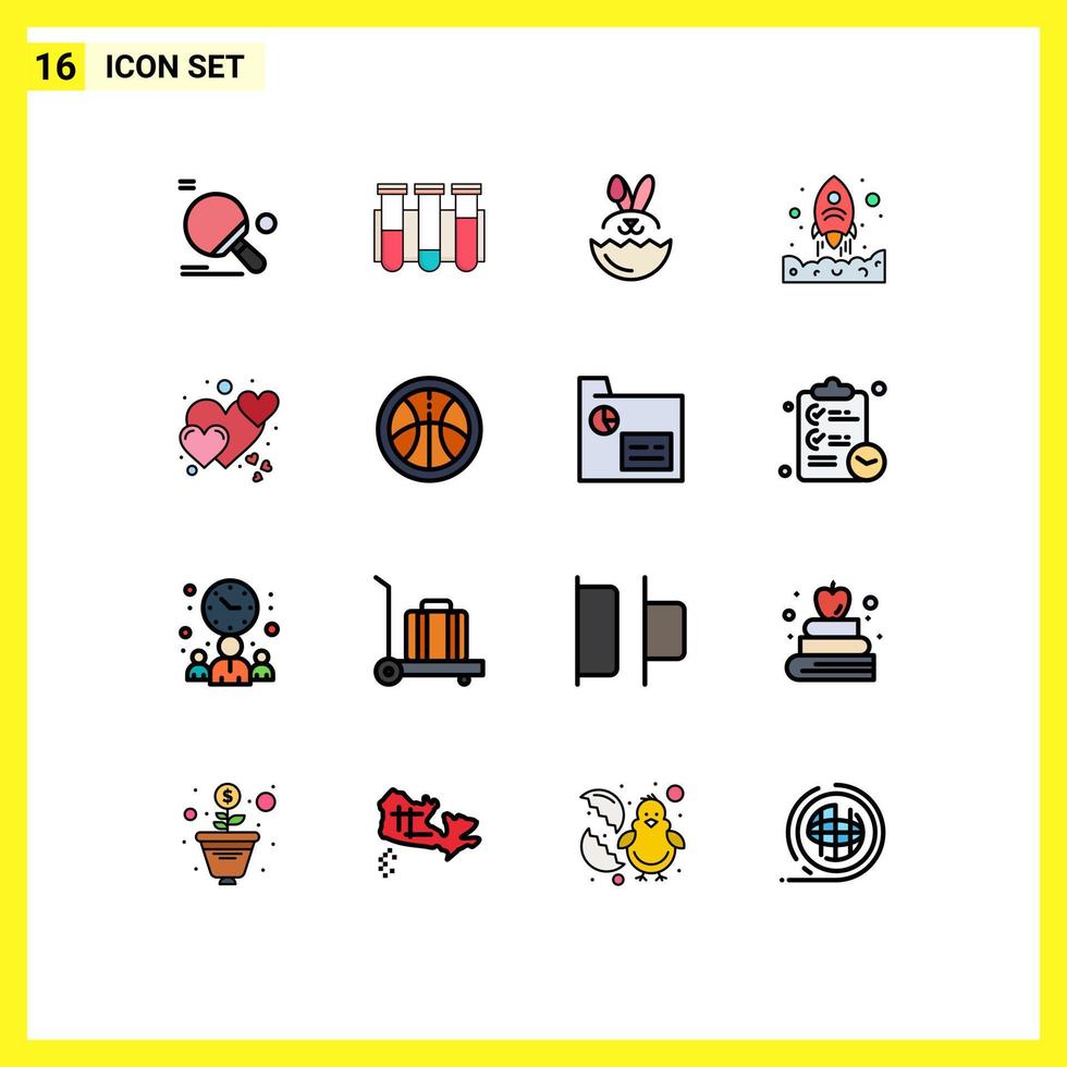 16 Creative Icons Modern Signs and Symbols of heart start laboratory rocket easter Editable Creative Vector Design Elements