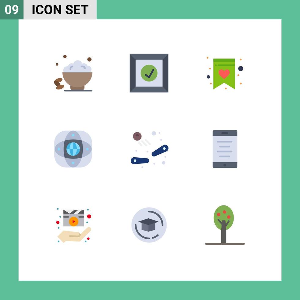 9 Thematic Vector Flat Colors and Editable Symbols of fun globe favorite global connection Editable Vector Design Elements