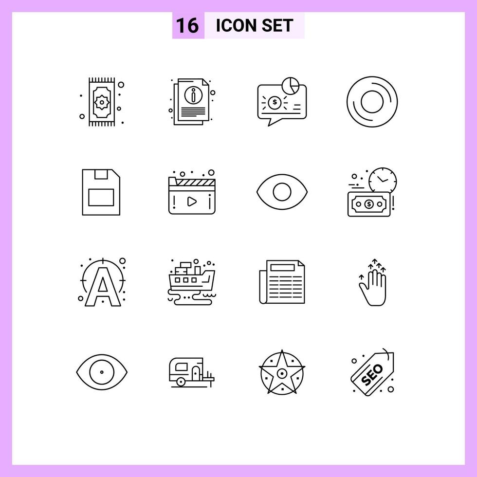 Stock Vector Icon Pack of 16 Line Signs and Symbols for gadget devices document computers message Editable Vector Design Elements