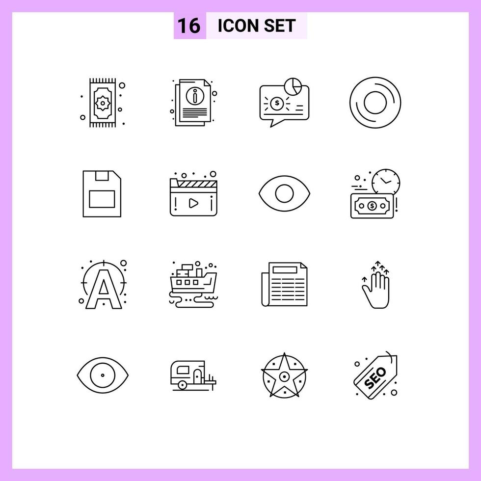 paquete de iconos de vector de stock de 16 signos y símbolos de línea para dispositivos de gadget documentos computadoras mensaje elementos de diseño de vector editables