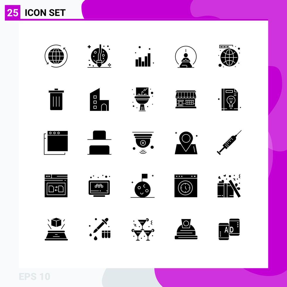 Universal Icon Symbols Group of 25 Modern Solid Glyphs of mind meditation witch concentration web Editable Vector Design Elements