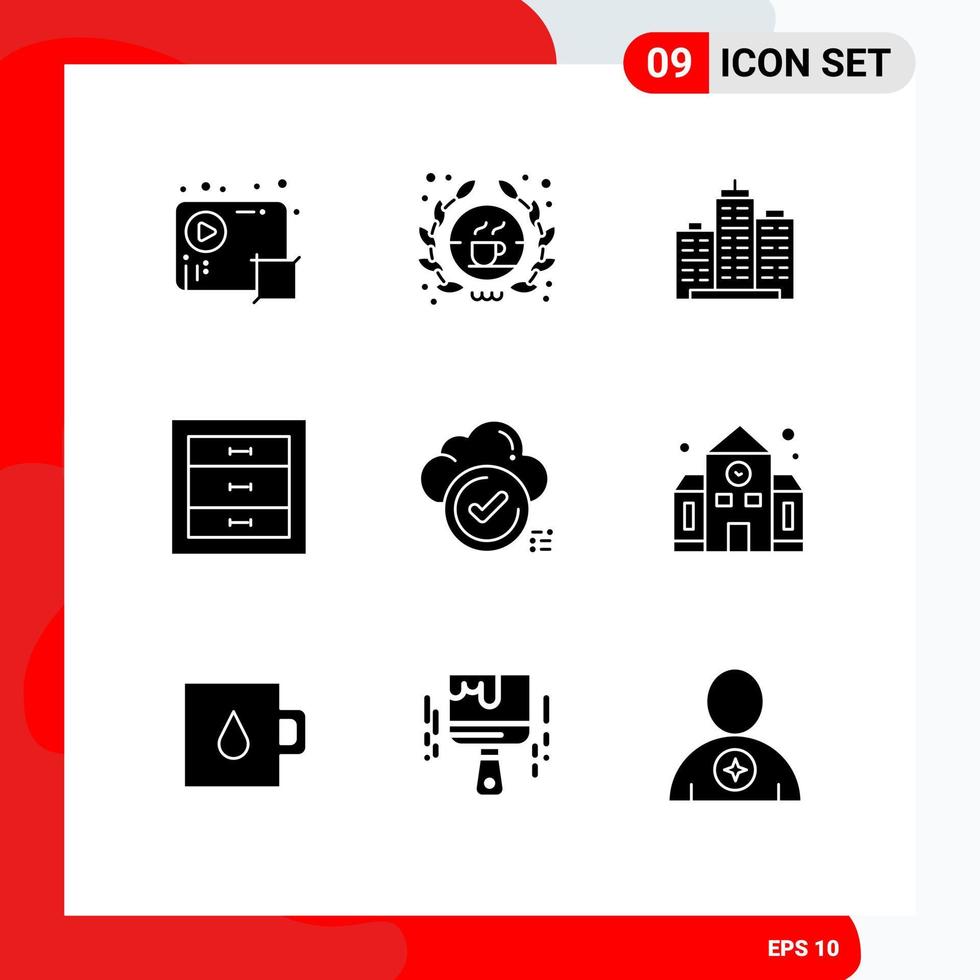 Stock Vector Icon Pack of 9 Line Signs and Symbols for cabinets real sign property estate Editable Vector Design Elements