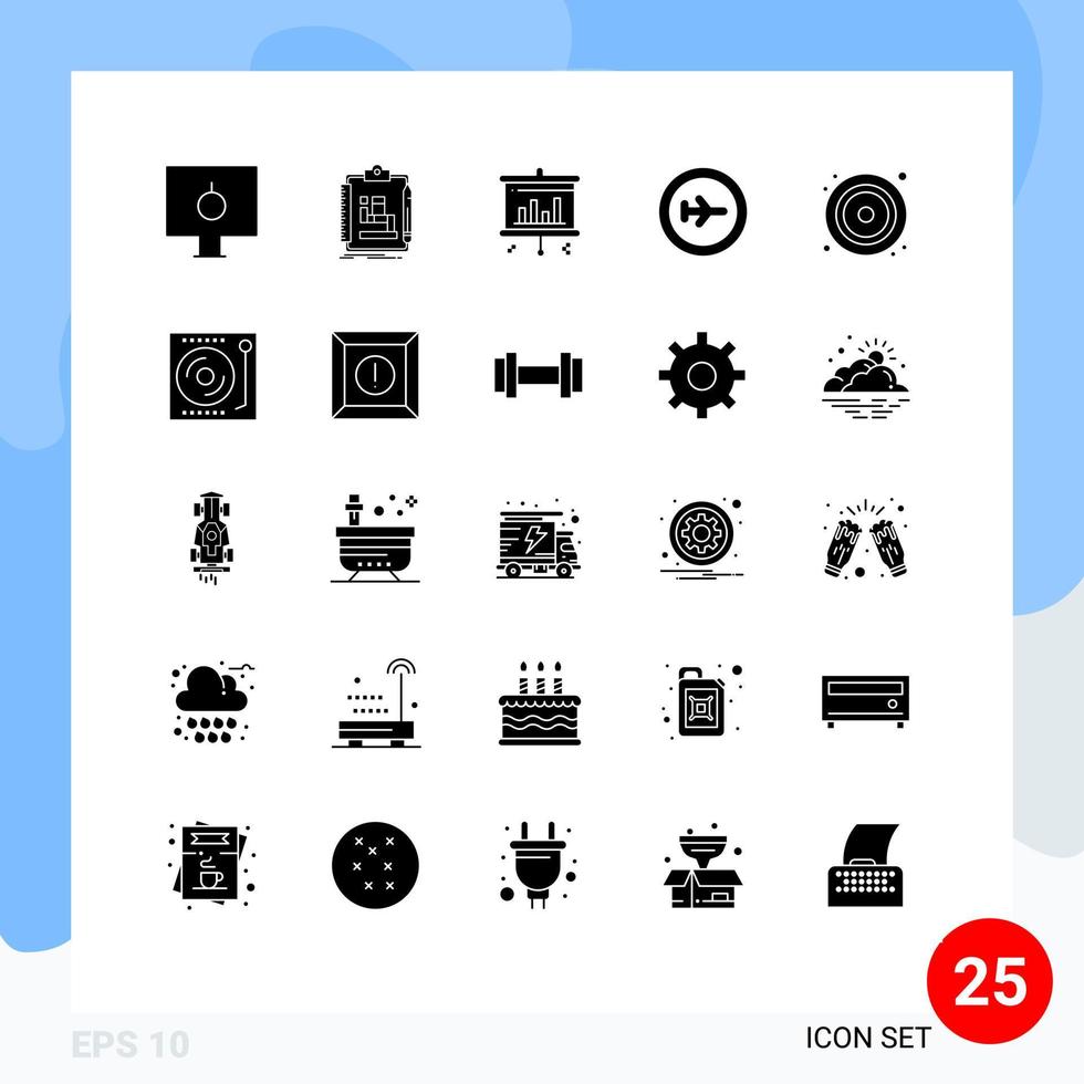 conjunto de 25 iconos de ui modernos símbolos signos para cd transporte trabajo vacaciones pantalla elementos de diseño vectorial editables vector