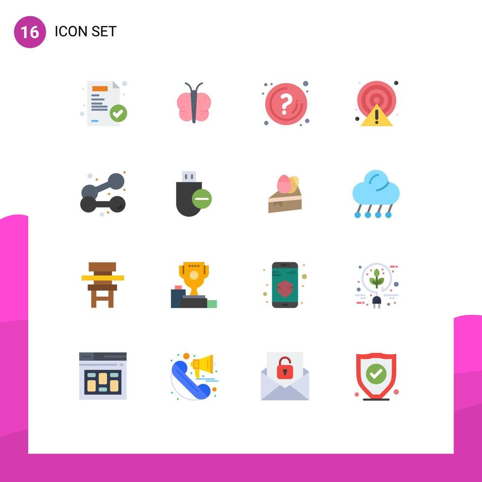 Universal Icon Symbols Group of 16 Modern Flat Colors of exercise point mark circle alert Editable Pack of Creative Vector Design Elements