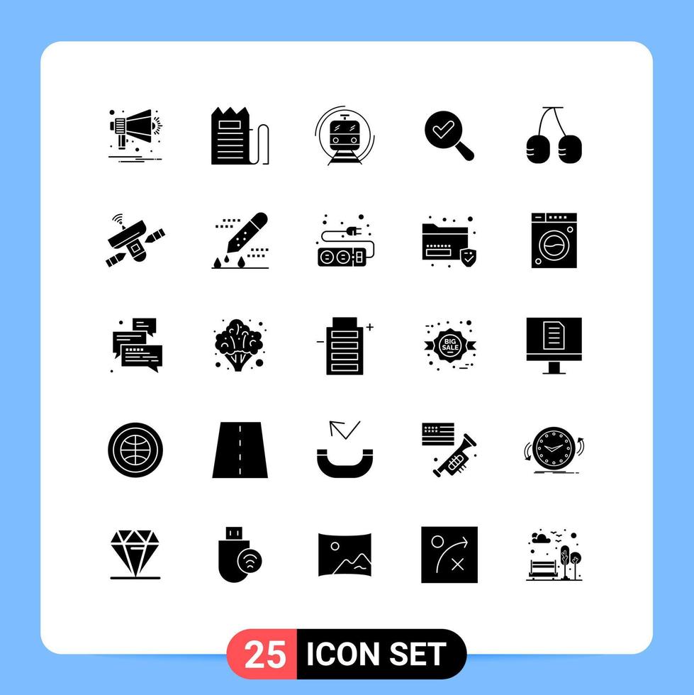 User Interface Pack of 25 Basic Solid Glyphs of cherry search price find public Editable Vector Design Elements