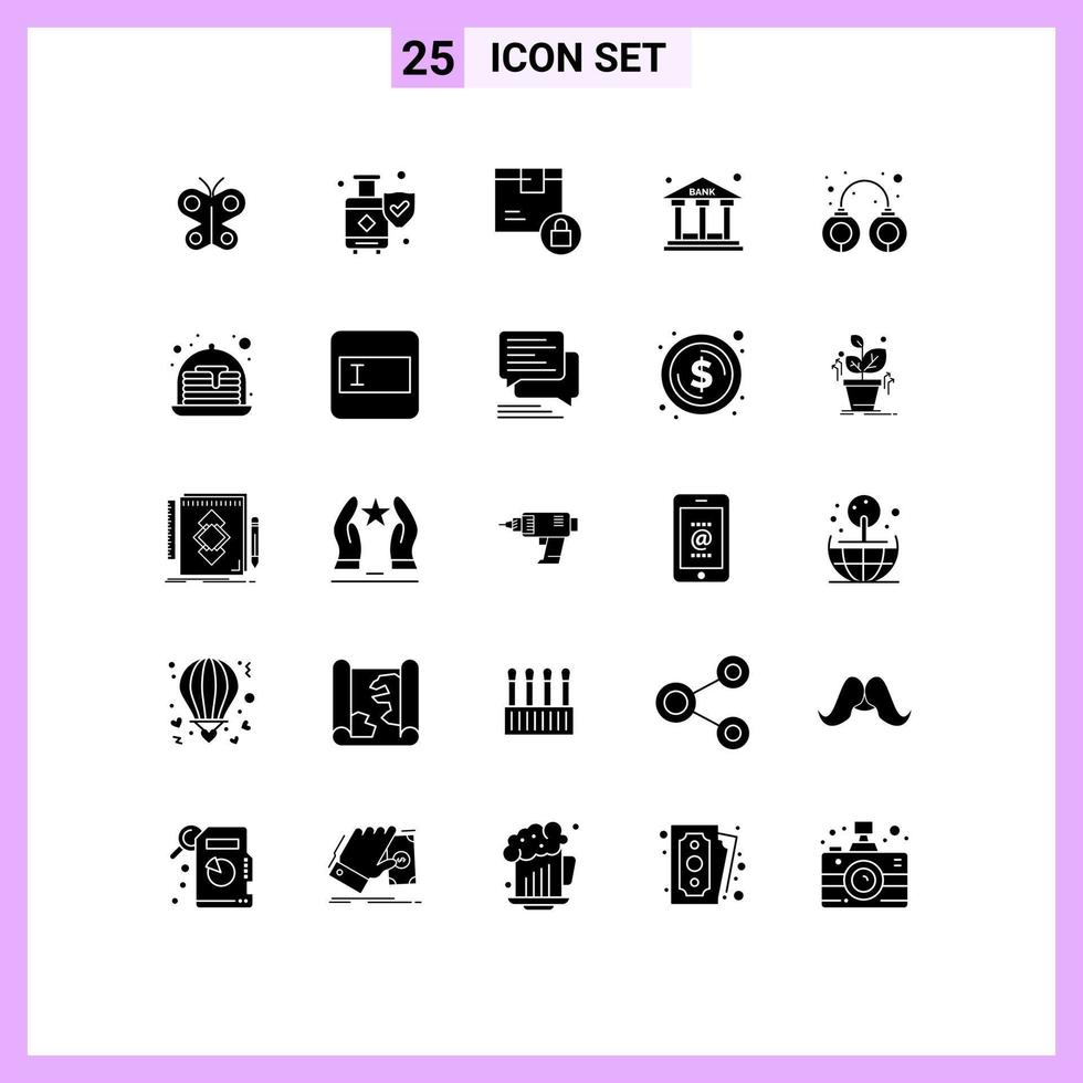 Solid Glyph Pack of 25 Universal Symbols of criminal office box finance secure Editable Vector Design Elements