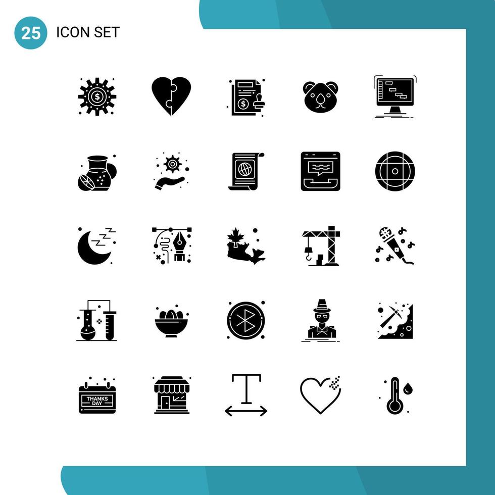 25 Universal Solid Glyph Signs Symbols of ableton kangaroo agreement citysets animal Editable Vector Design Elements