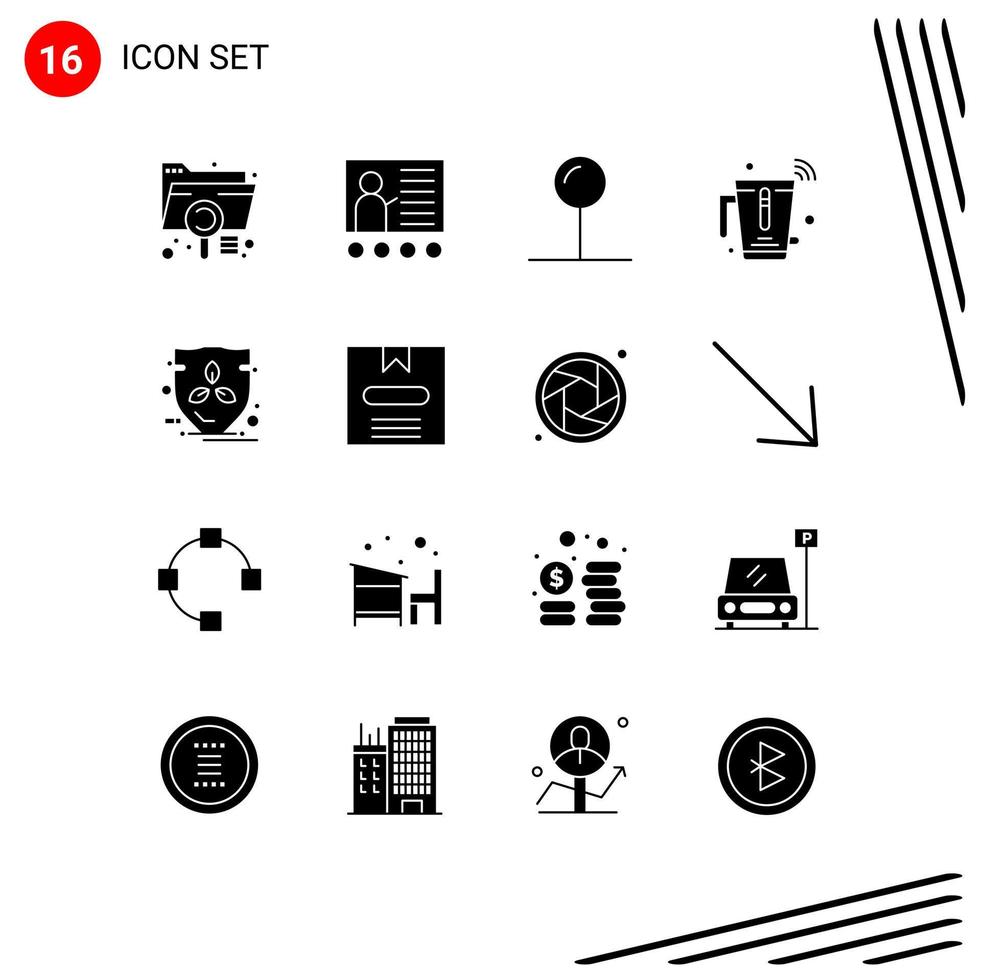 16 Universal Solid Glyphs Set for Web and Mobile Applications internet mixer presentation juice pointer Editable Vector Design Elements