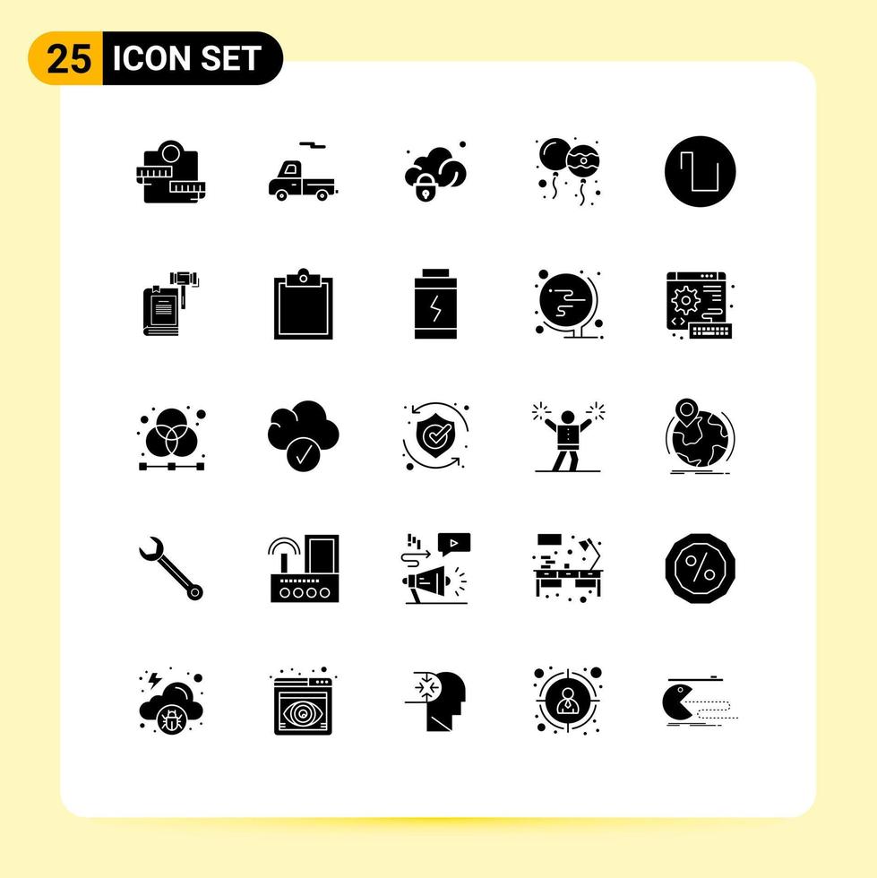 25 Thematic Vector Solid Glyphs and Editable Symbols of wave sound gdpr india decoration Editable Vector Design Elements
