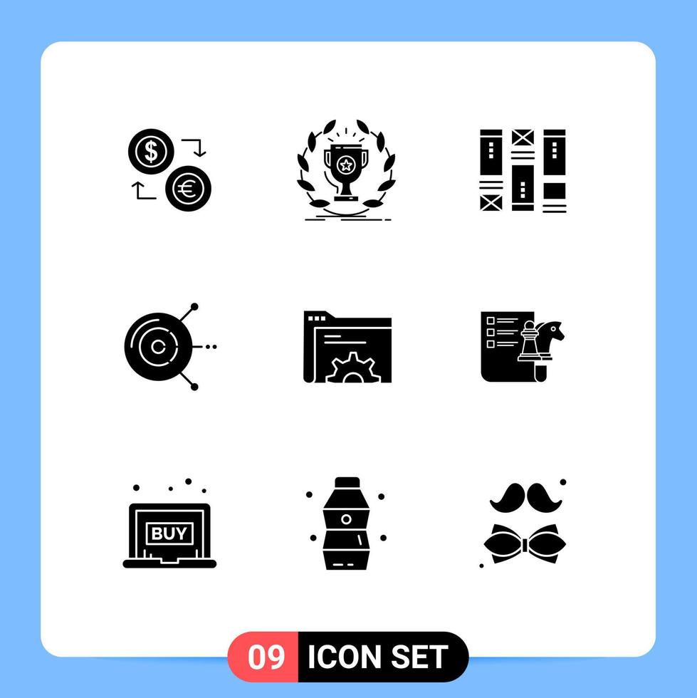 9 User Interface Solid Glyph Pack of modern Signs and Symbols of computer wirefram award sketching victory Editable Vector Design Elements