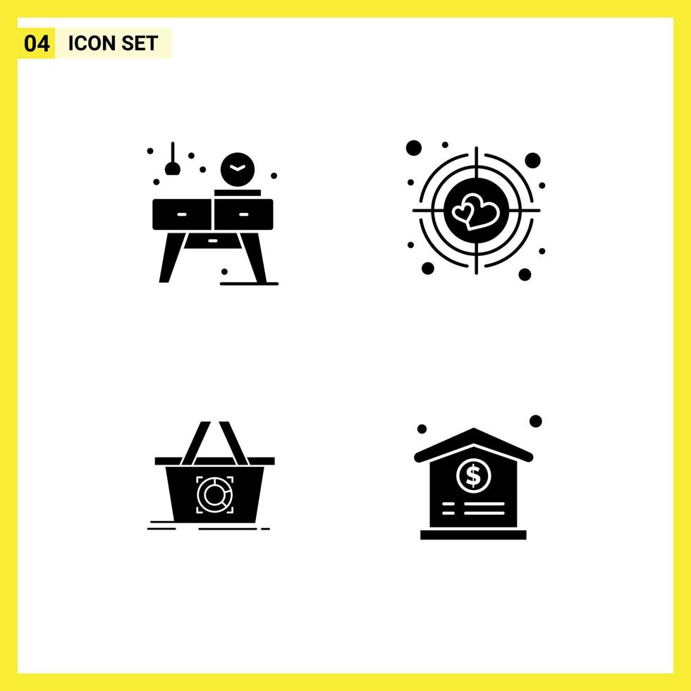 User Interface Solid Glyph Pack of modern Signs and Symbols of home basket watch target medical Editable Vector Design Elements