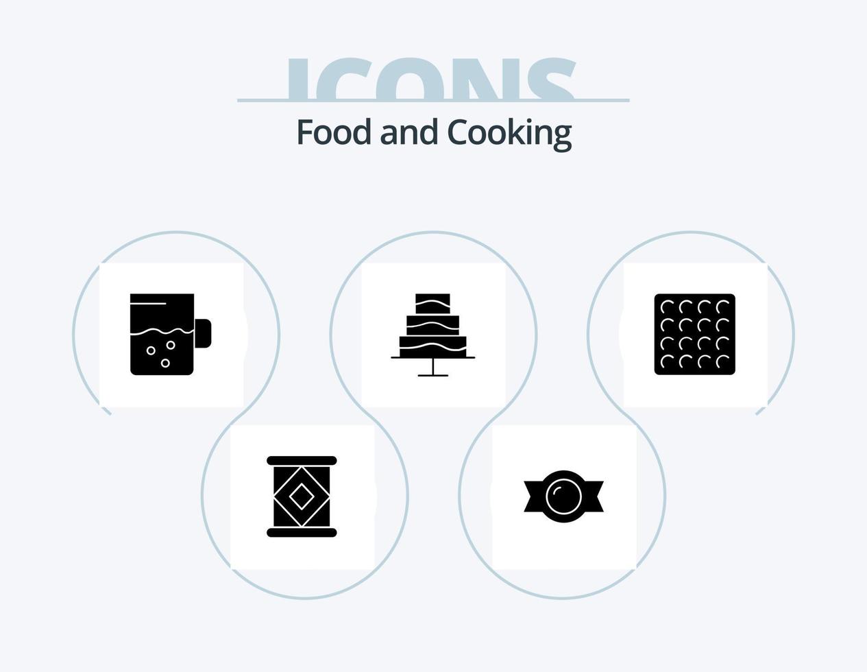 Food Glyph Icon Pack 5 Icon Design. . . mug. waffle. cookie vector