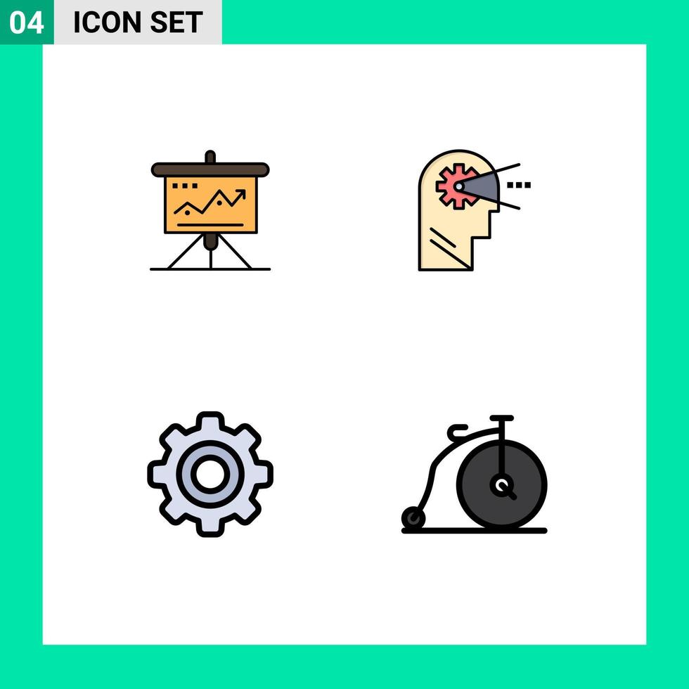 paquete de iconos de vector de stock de 4 signos y símbolos de línea para tácticas de marketing de gráfico mental elementos de diseño de vector editables básicos