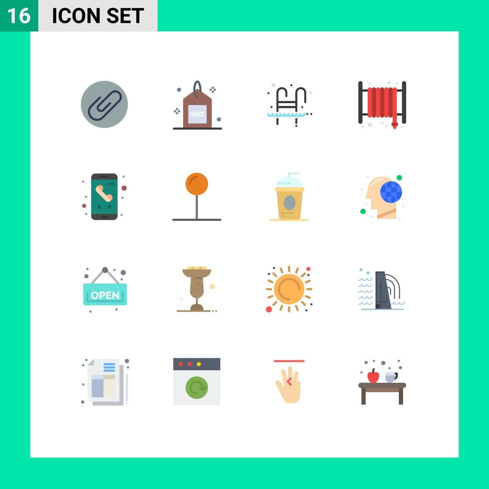 User Interface Pack of 16 Basic Flat Colors of app fire ladder emergency water Editable Pack of Creative Vector Design Elements