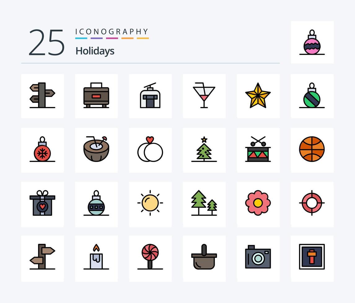 Holidays 25 Line Filled icon pack including festival. party. gondola. holiday. drink vector