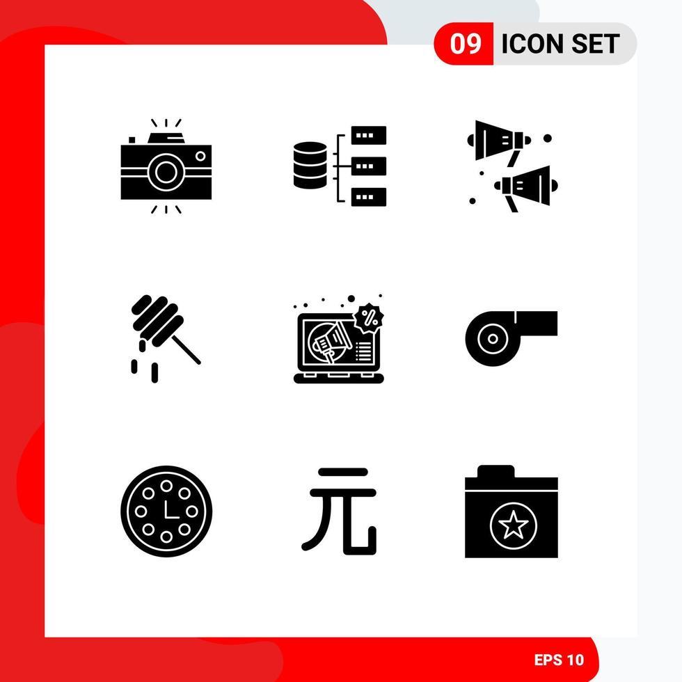 Group of 9 Solid Glyphs Signs and Symbols for marketing advertising storage honey bee Editable Vector Design Elements