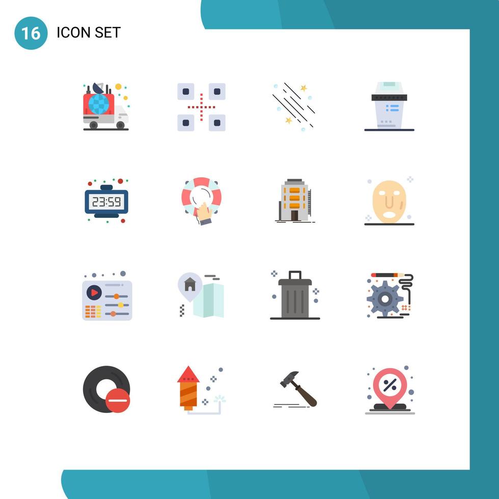 Universal Icon Symbols Group of 16 Modern Flat Colors of trash equipment japanese food bin space Editable Pack of Creative Vector Design Elements