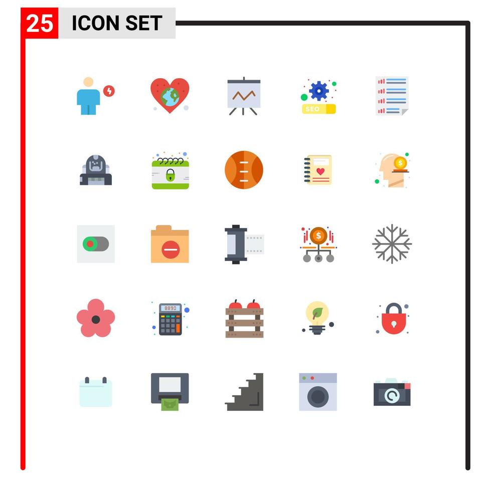 conjunto de 25 iconos de interfaz de usuario modernos símbolos signos para configuración de datos amor seo presentación elementos de diseño vectorial editables vector