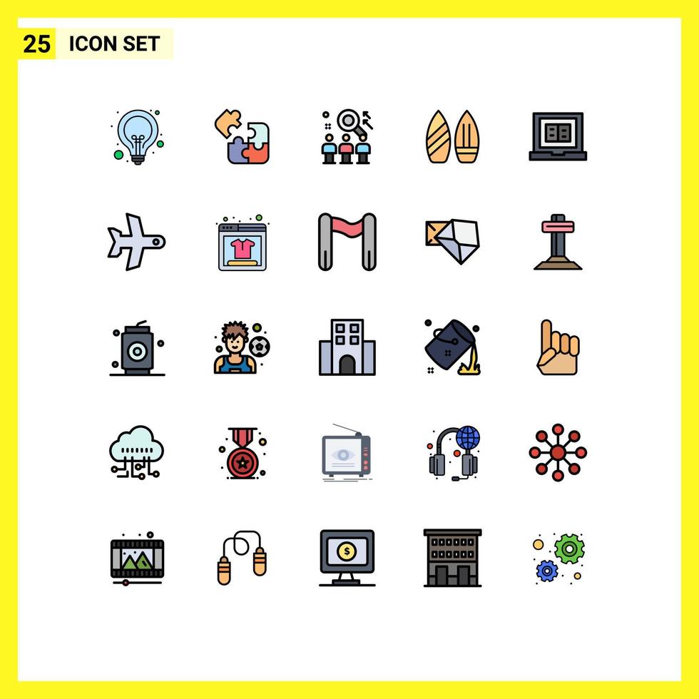 Universal Icon Symbols Group of 25 Modern Filled line Flat Colors of sports skate puzzle job team Editable Vector Design Elements