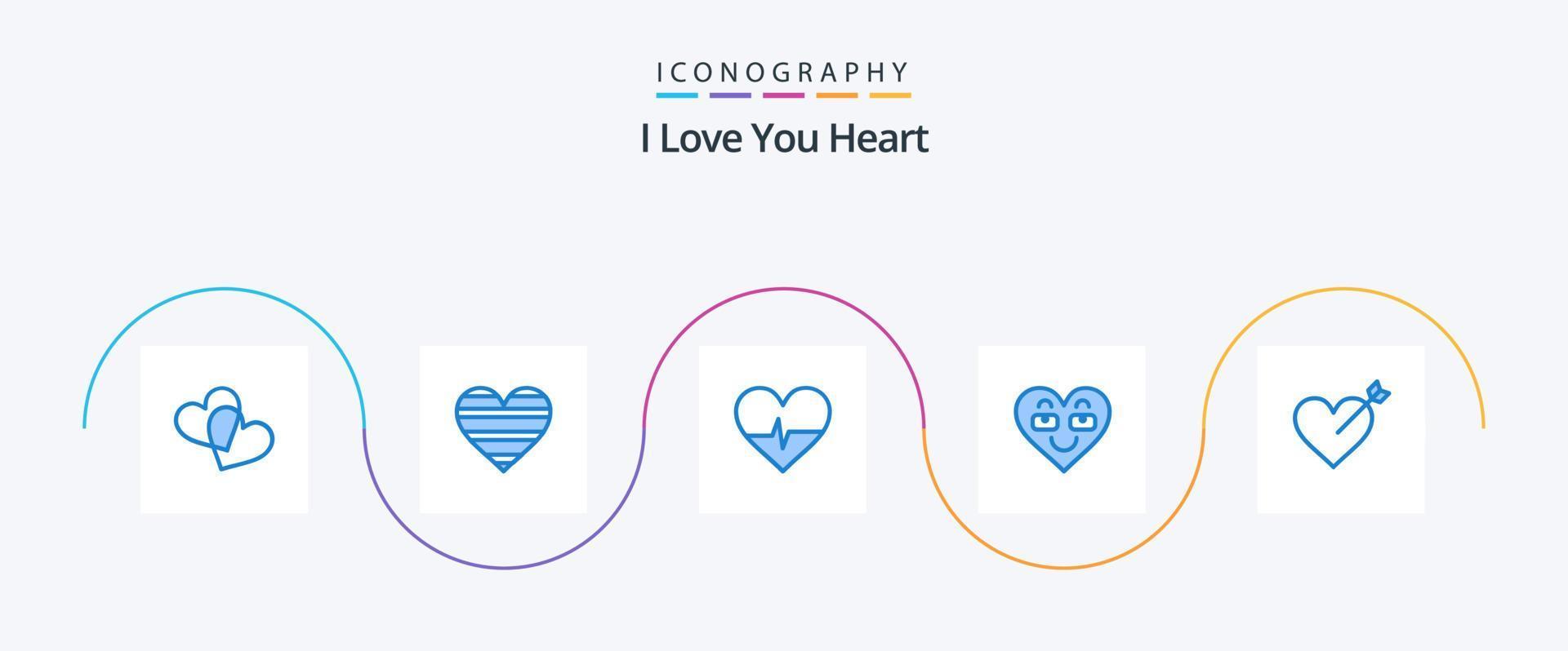 Heart Blue 5 Icon Pack Including heart. like. beat. favorite. heart vector