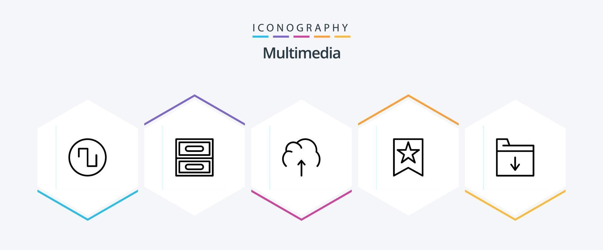 Multimedia 25 Line icon pack including . folder. multimedia. document. favorite vector
