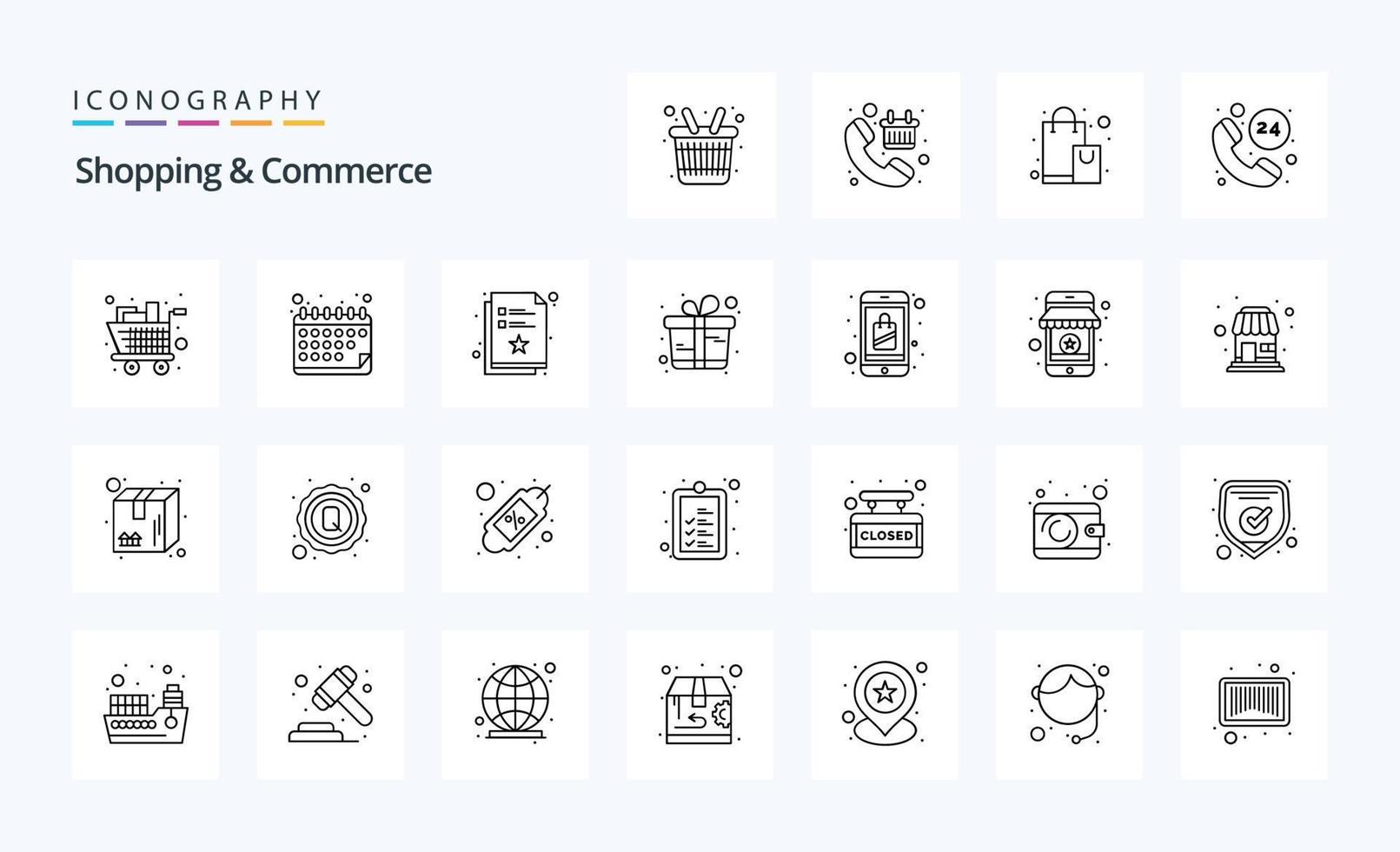 25 Shopping And Commerce Line icon pack vector