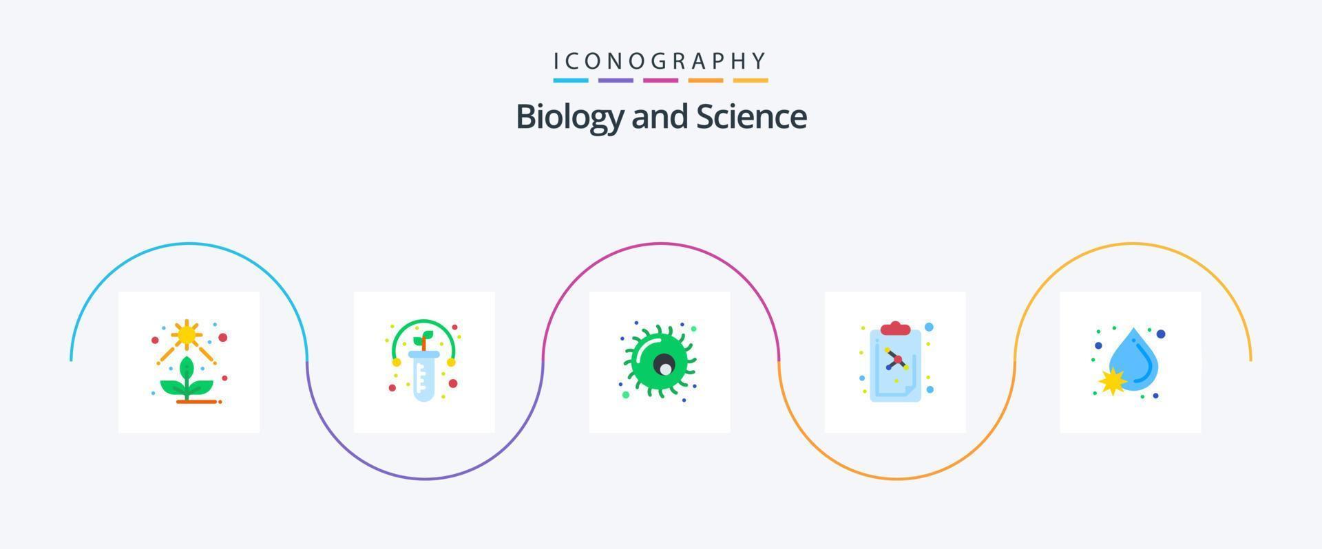 Biology Flat 5 Icon Pack Including drop. virus. animal. lesson. education vector