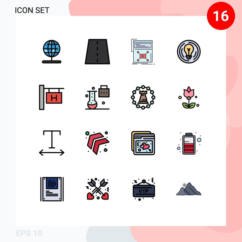 16 Creative Icons Modern Signs and Symbols of creative business road bulb web Editable Creative Vector Design Elements