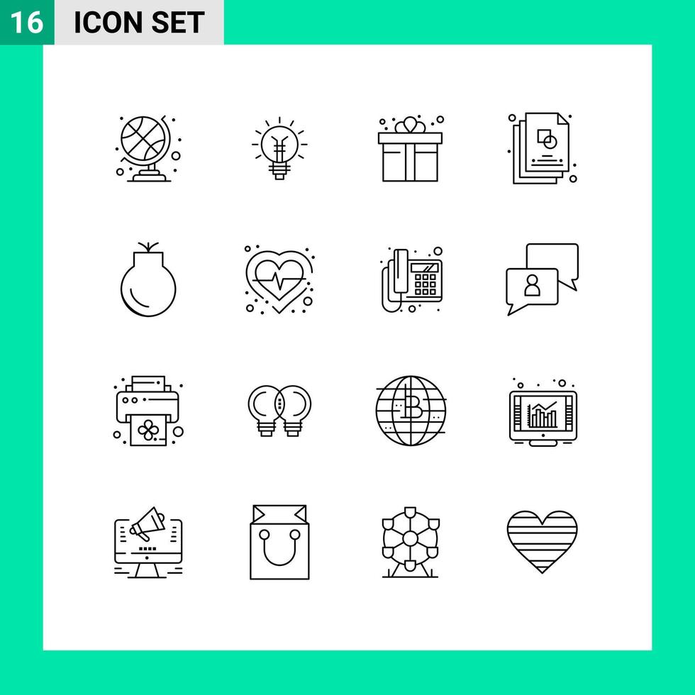 Stock Vector Icon Pack of 16 Line Signs and Symbols for gun file light creative shopping Editable Vector Design Elements