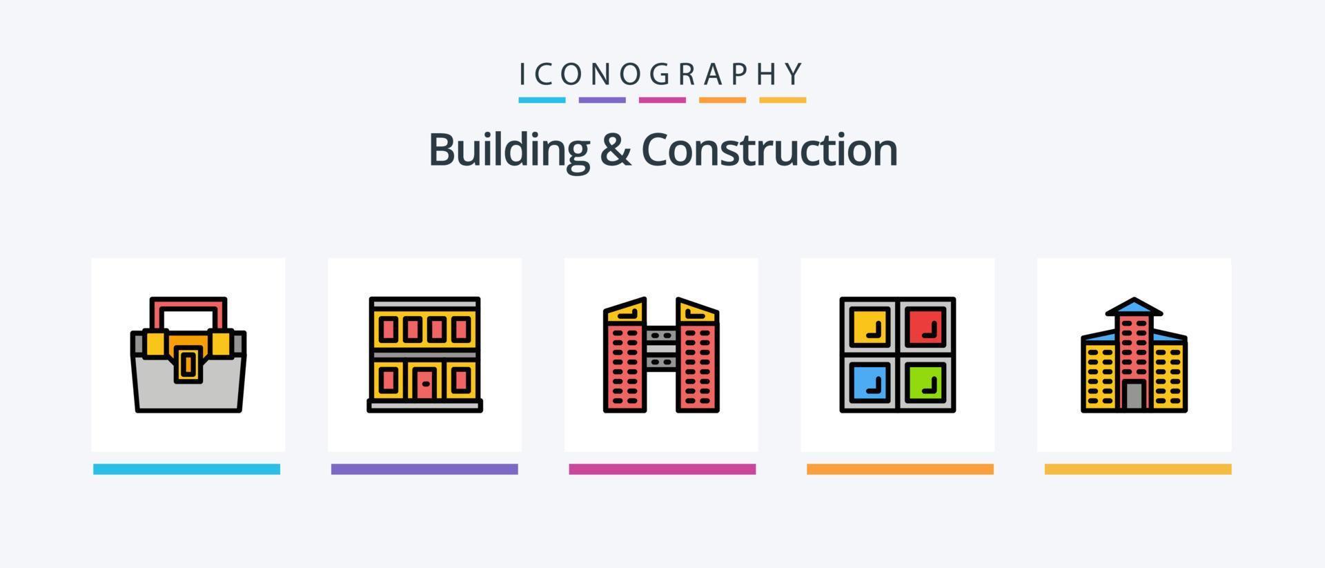 Building And Construction Line Filled 5 Icon Pack Including digital. amper. construction. voltmeter. city. Creative Icons Design vector