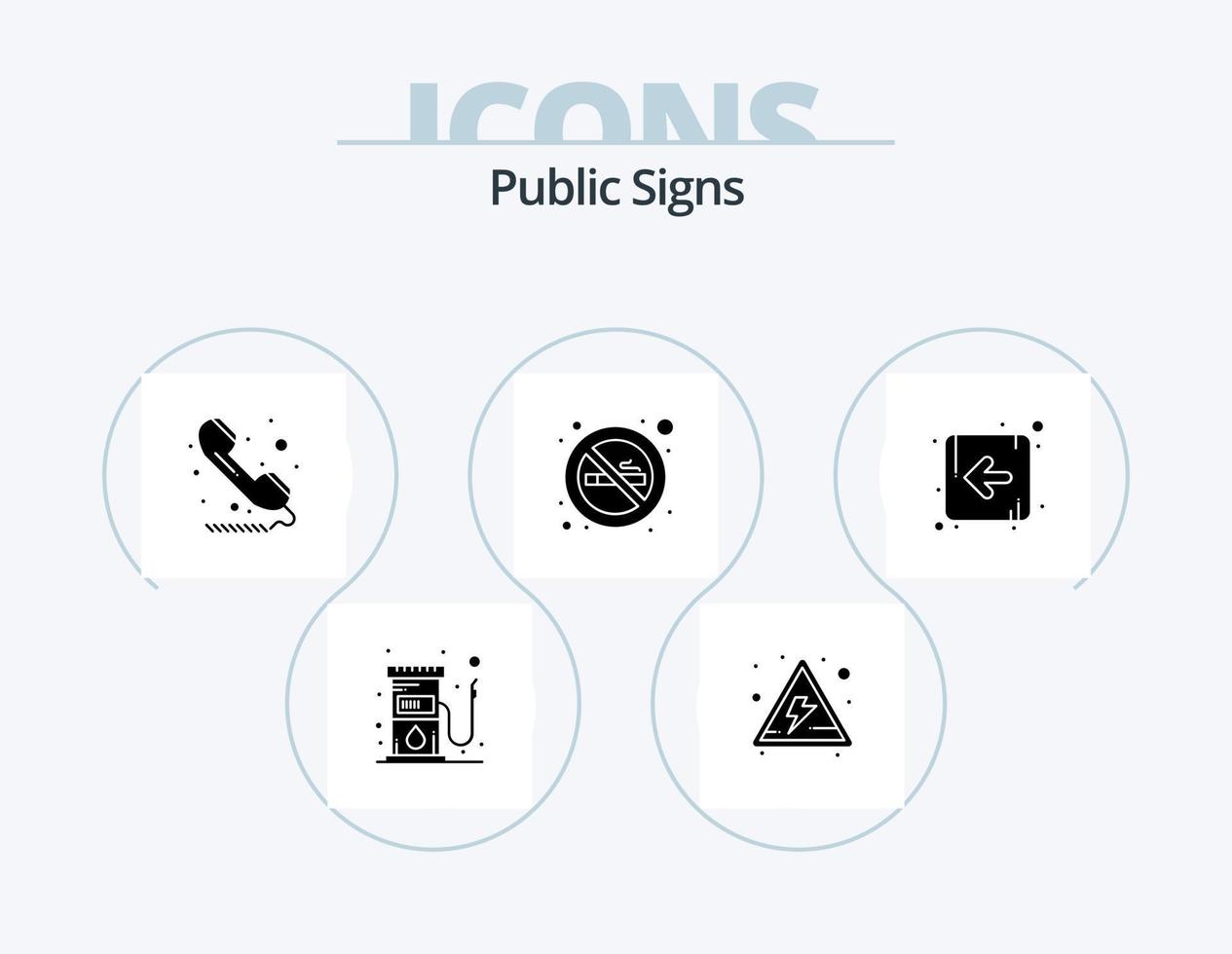 Public Signs Glyph Icon Pack 5 Icon Design. left. arrow. phone. sign. cigarette vector