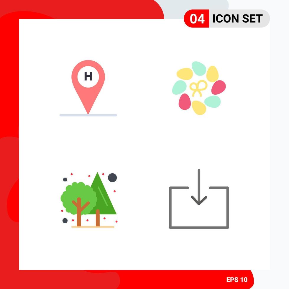 4 Universal Flat Icon Signs Symbols of beach jungle location flower green Editable Vector Design Elements
