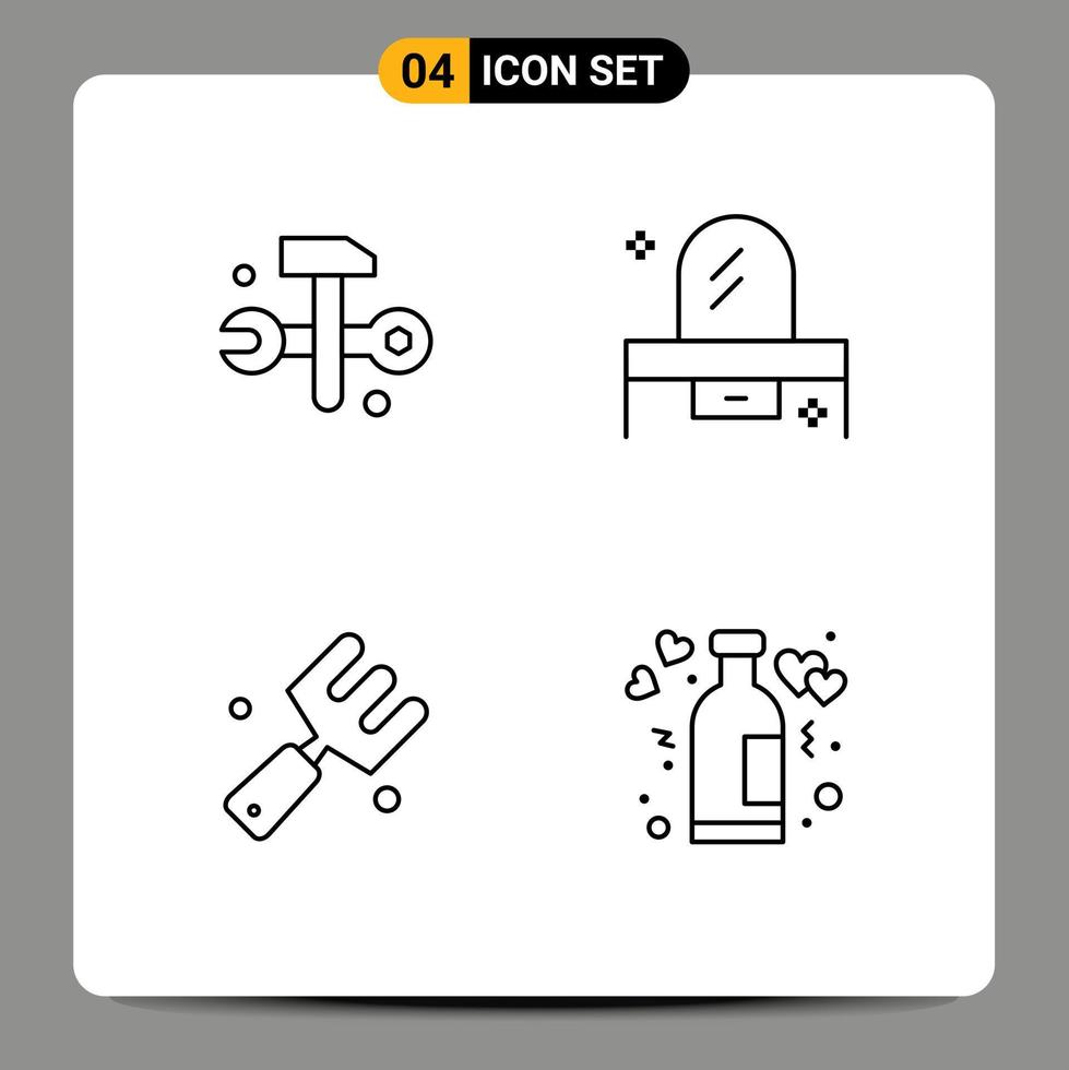 Universal Icon Symbols Group of 4 Modern Filledline Flat Colors of computing agriculture it solutions drawer farming Editable Vector Design Elements