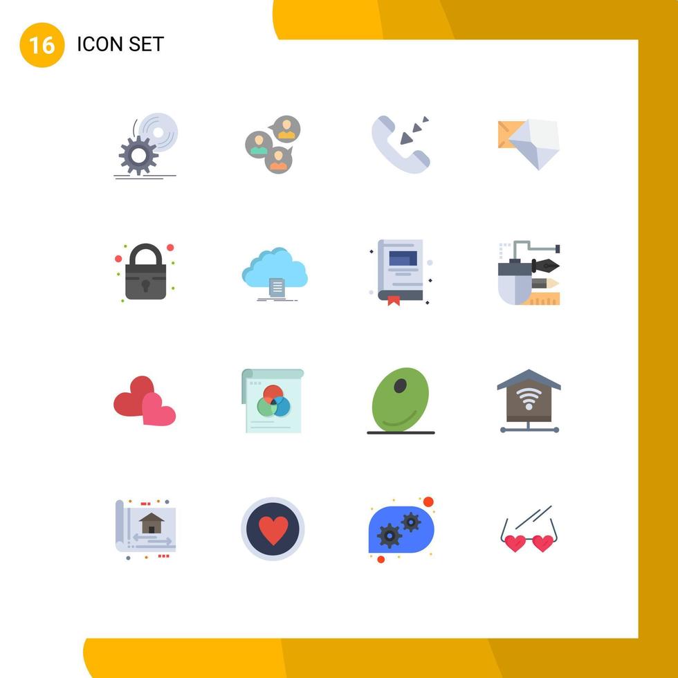 Modern Set of 16 Flat Colors and symbols such as open mail group business incoming Editable Pack of Creative Vector Design Elements