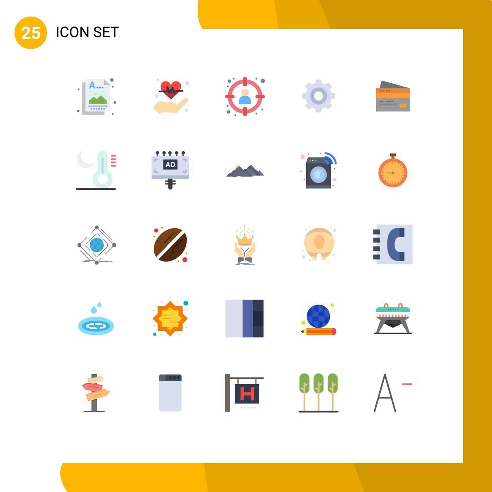 25 Creative Icons Modern Signs and Symbols of creditcard gear choose general target Editable Vector Design Elements