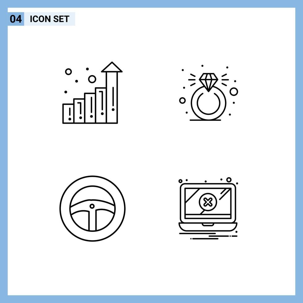 4 Universal Line Signs Symbols of graph error diamond car problem Editable Vector Design Elements