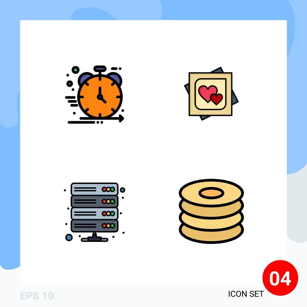 4 Thematic Vector Filledline Flat Colors and Editable Symbols of product proposal development heart database Editable Vector Design Elements