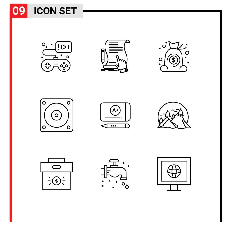 9 esquemas universales establecidos para aplicaciones web y móviles acuerdo de ventilador de mejor grado elementos de diseño vectorial editables de dinero eléctrico vector