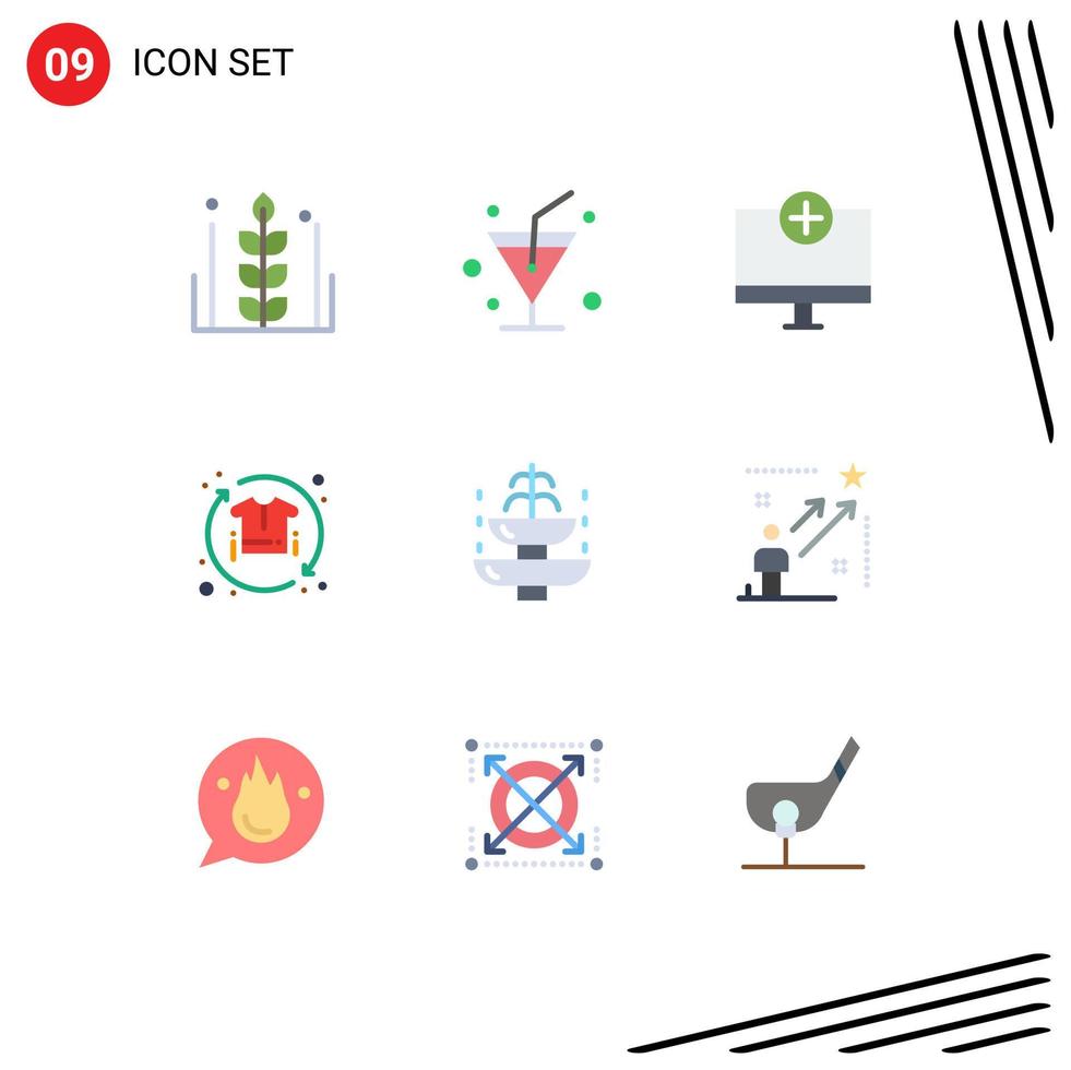 Set of 9 Modern UI Icons Symbols Signs for fountain shirt computers sale clothing Editable Vector Design Elements