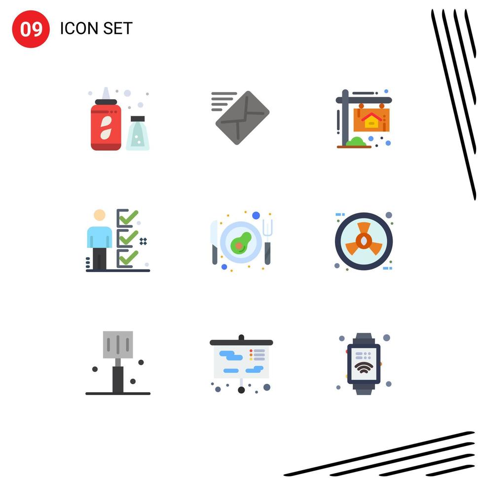 Universal Icon Symbols Group of 9 Modern Flat Colors of breakfast man board tick job Editable Vector Design Elements