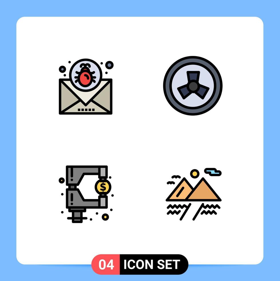 4 Creative Icons Modern Signs and Symbols of attack market mail nuclear tax Editable Vector Design Elements