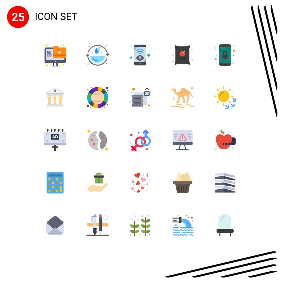 Group of 25 Modern Flat Colors Set for app apple mobile food control Editable Vector Design Elements