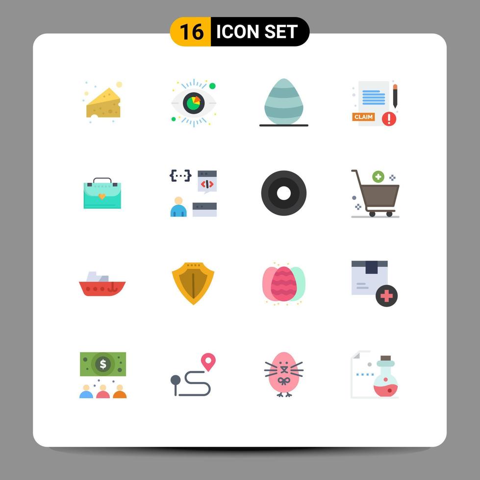 Universal Icon Symbols Group of 16 Modern Flat Colors of app briefcase egg bag report Editable Pack of Creative Vector Design Elements