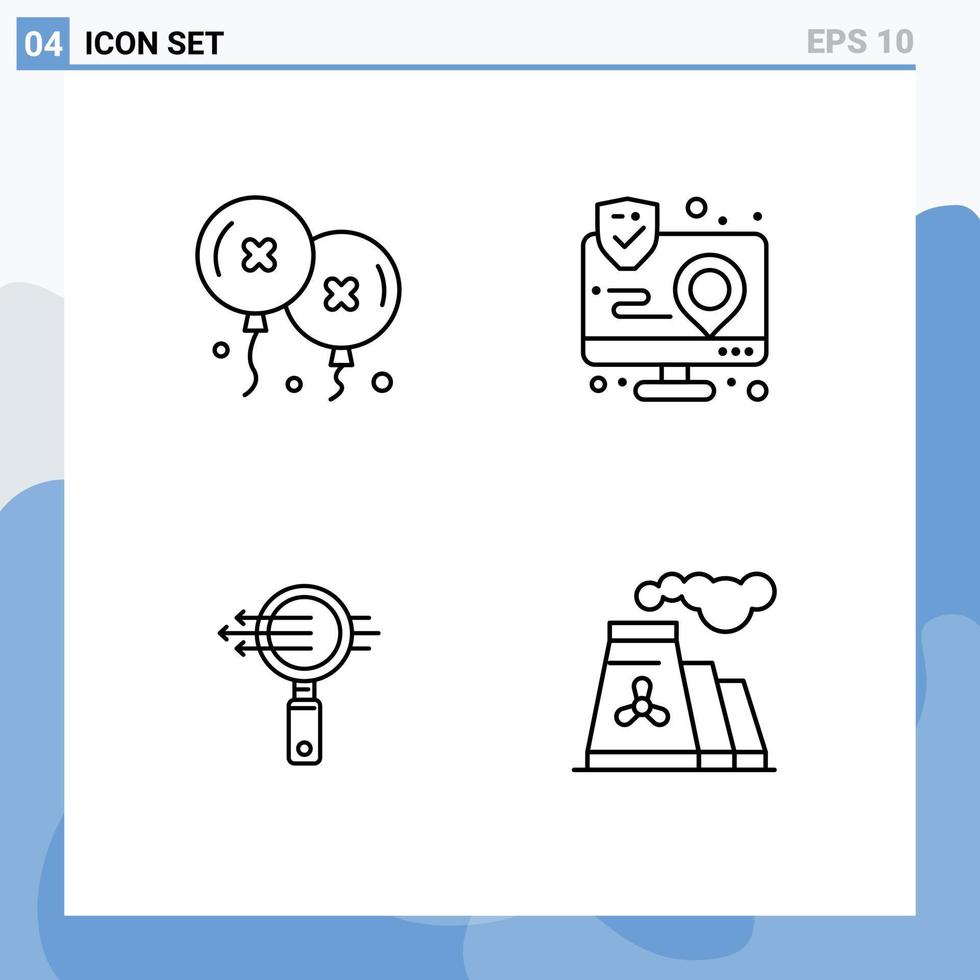 4 Thematic Vector Filledline Flat Colors and Editable Symbols of balloons search celebration interaction e search Editable Vector Design Elements