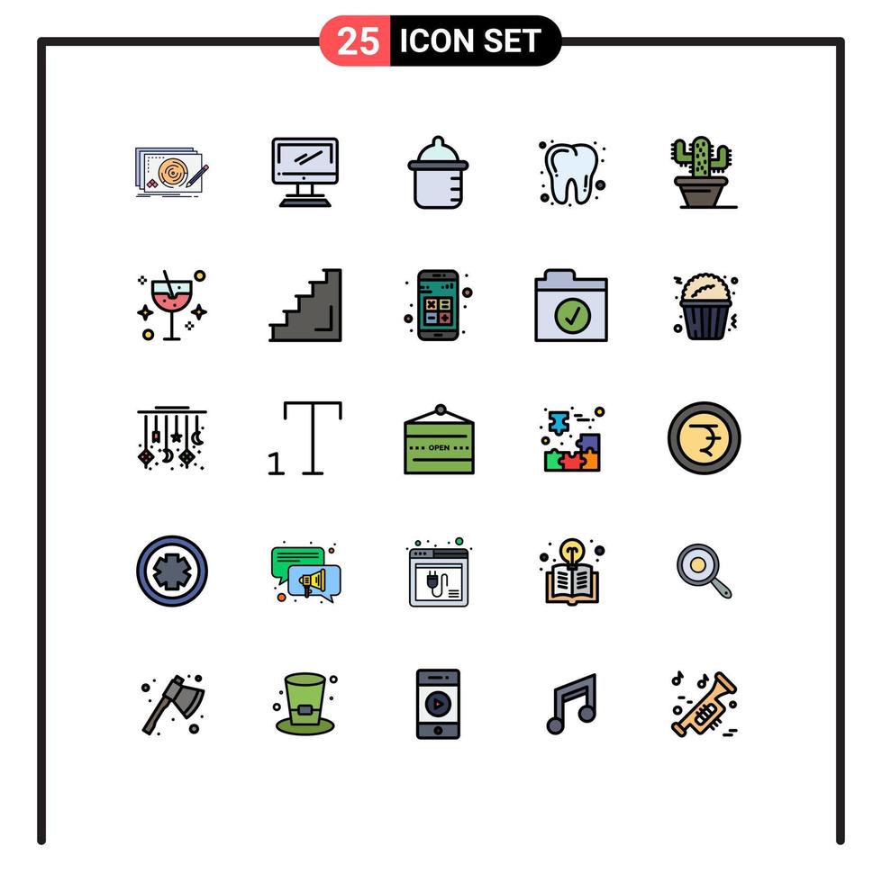 25 iconos creativos signos y símbolos modernos de la naturaleza diente imac dentista infantil elementos de diseño vectorial editables vector